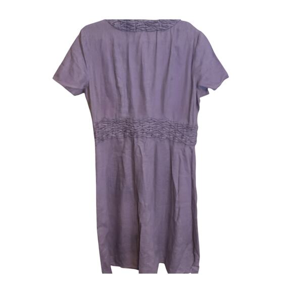 ORVIS Dress Women’s Size 14 Purple Linen Midi Short Sleeve A-line V-Neck - Picture 12 of 16